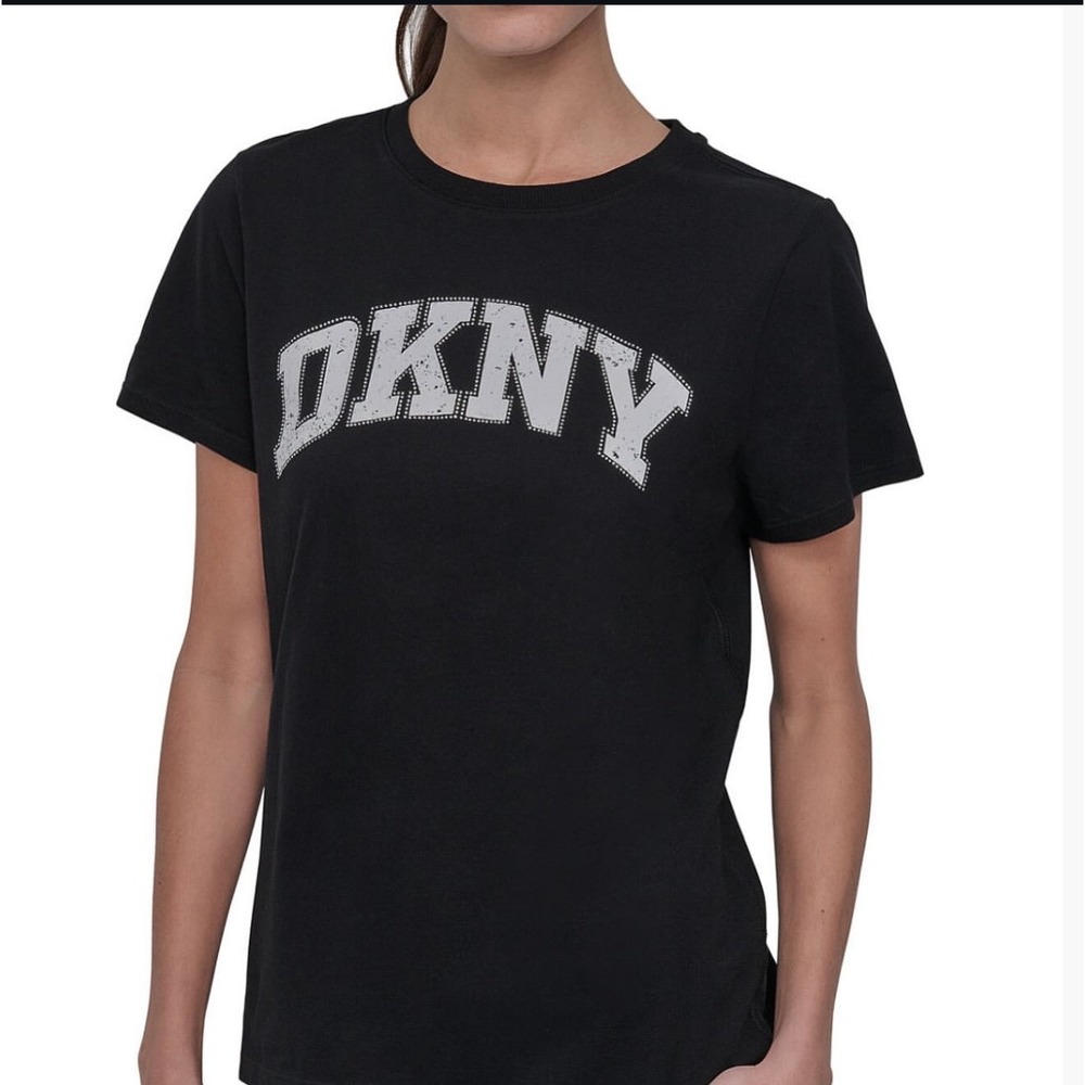 DKNY Sport T-Shirt Graphic Logo Tee Athleisure Top Black Medium